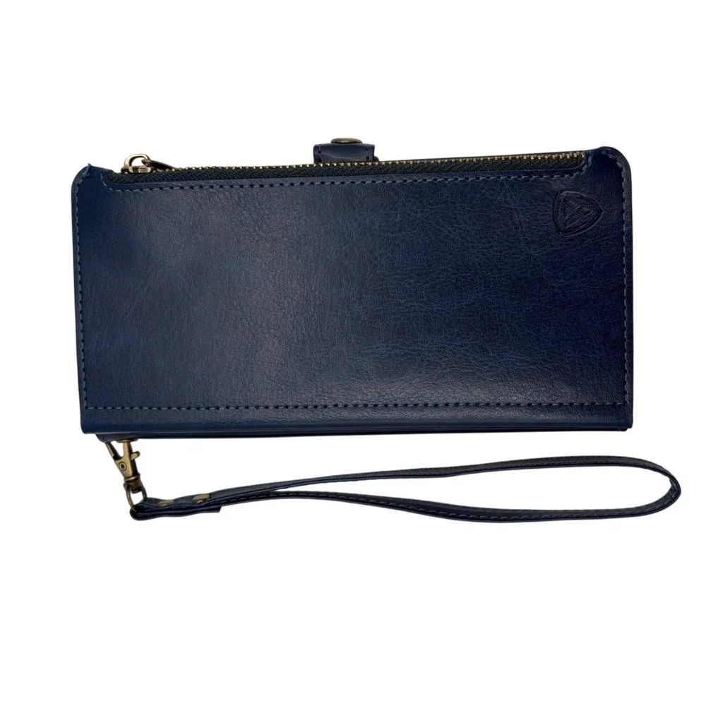 XcaseBar Phone Wallet Case Navy Blue Excellent Faux Leather Folio‎